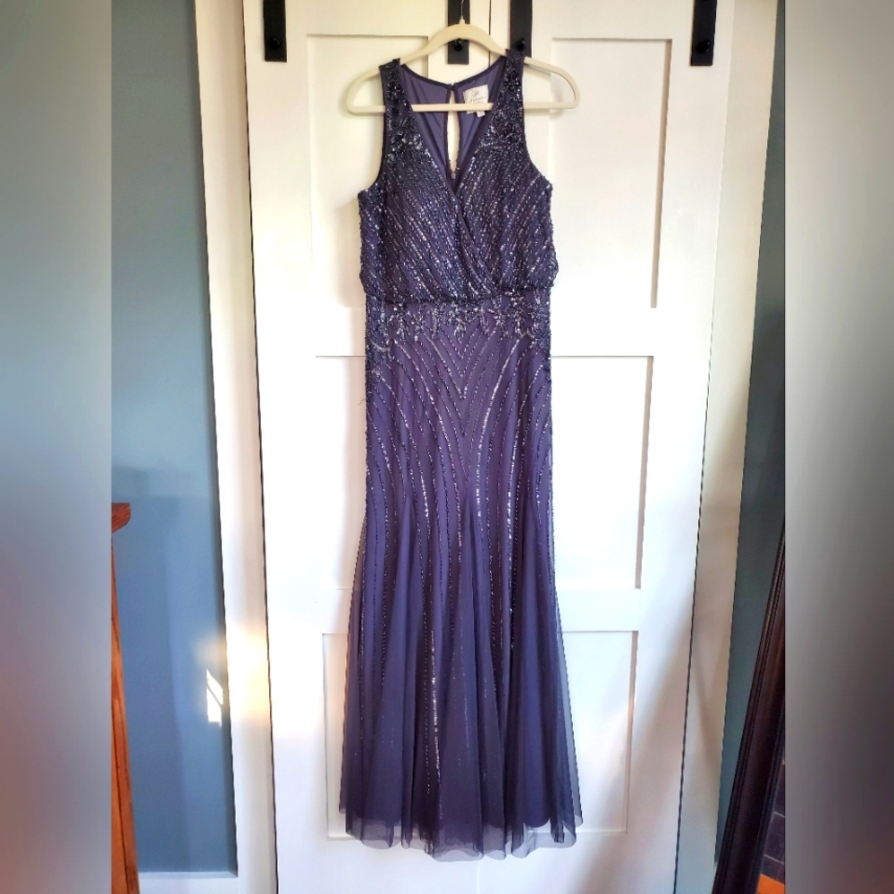 Custom Gunmetal Sequin Black Tie Formal Dress